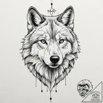 A geometric wolf head, ink illustration for t… – tattoo sketch (№1751841230_0, 06.07.2025 22:33) — tattoovalue.net