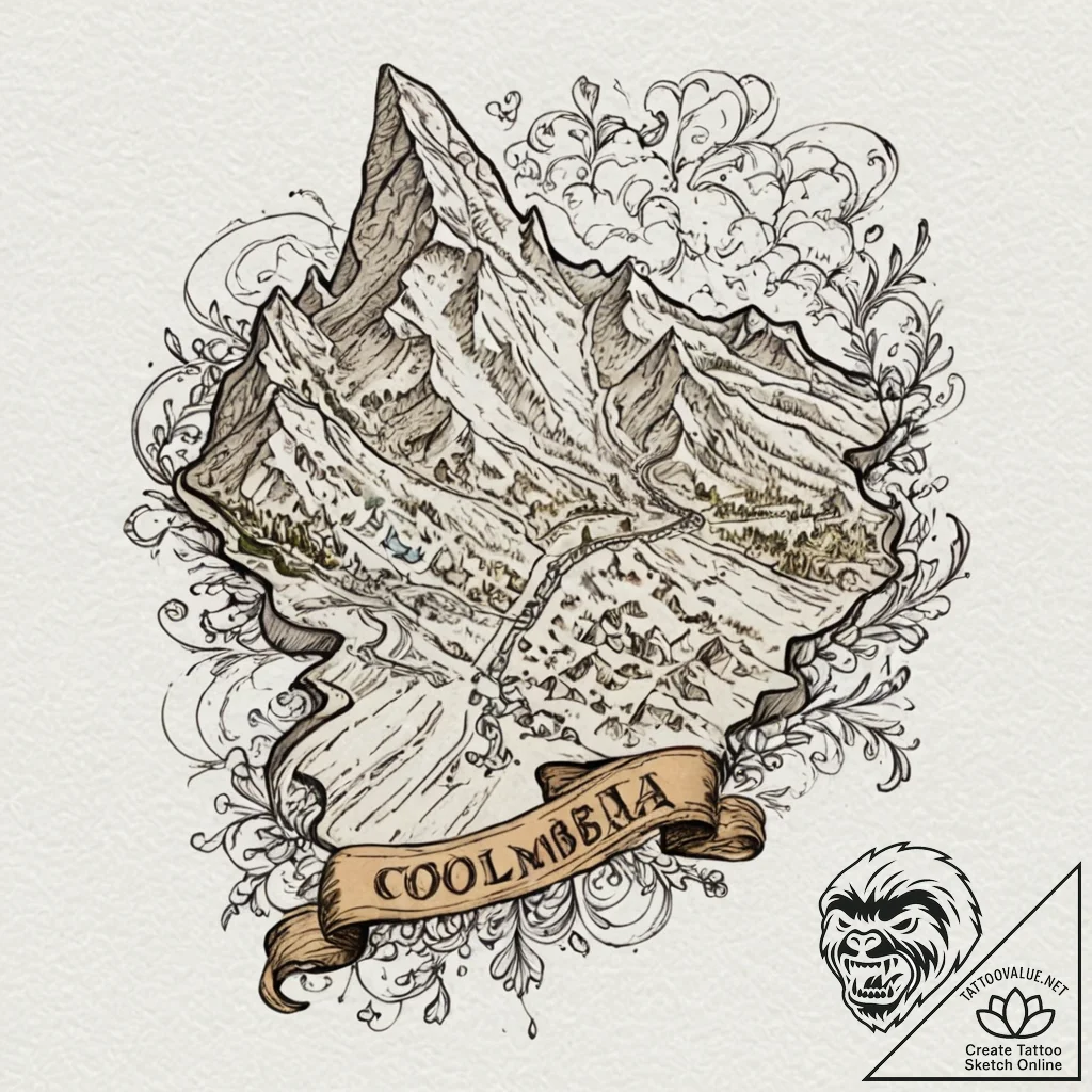A watercolor sketch of the map of colombia, w... - tattoo sketch (№1751841904_0, 06.07.2025 22:45) — tattoovalue.net