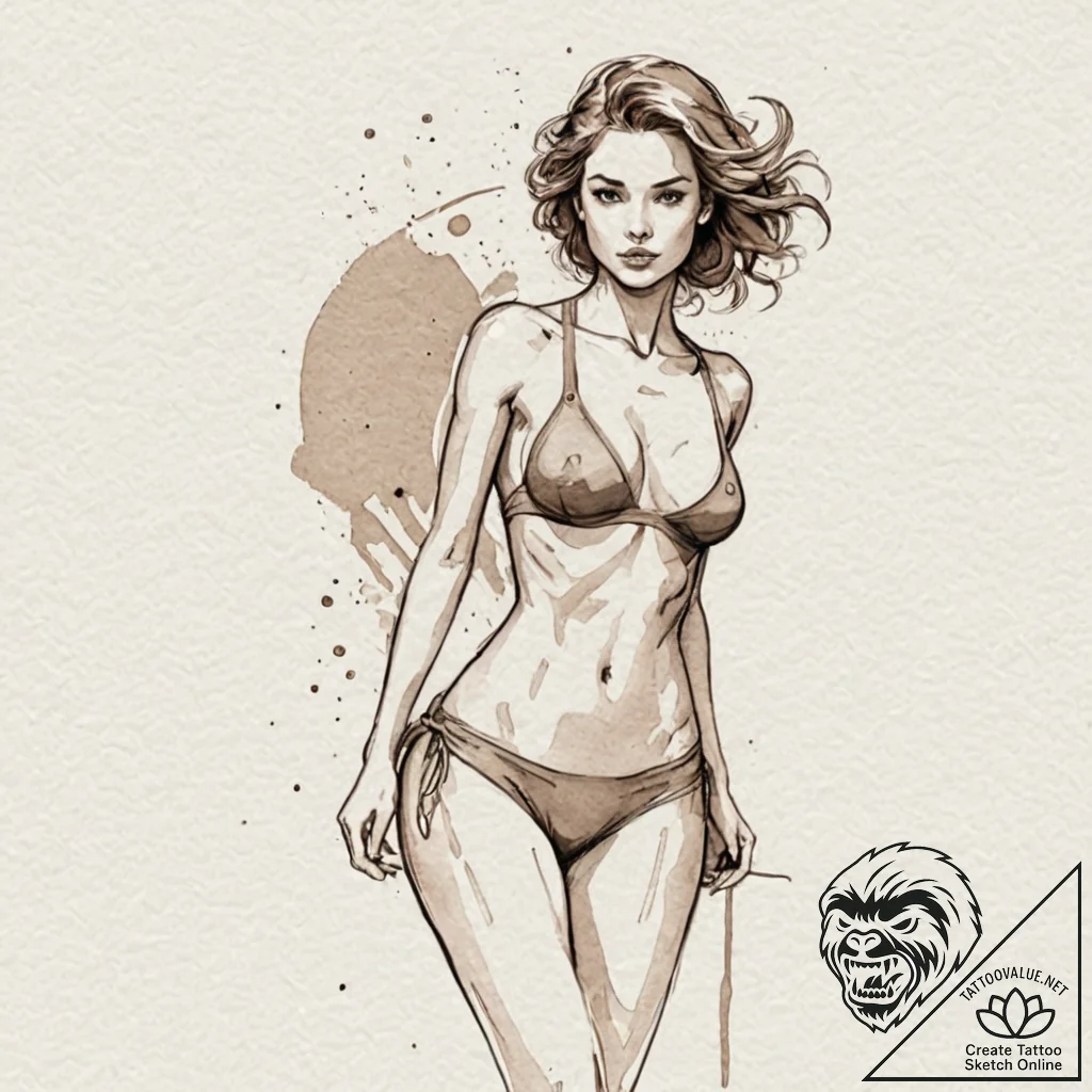 A neo-traditional tattoo of the three-breaste... - tattoo sketch (№1751841987_0, 06.07.2025 22:46) — tattoovalue.net