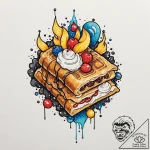 A watercolor sketch of the “strudel with crea… – tattoo sketch (№1751842072_0, 06.07.2025 22:47) — tattoovalue.net