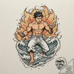 A graphic novel panel of the kamehameha wave… – tattoo sketch (№1751842996_0, 06.07.2025 23:03) — tattoovalue.net