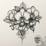 Orchid, artistic tattoo sketch, neo tradition… – tattoo sketch (№1751843249_0, 06.07.2025 23:07) — tattoovalue.net