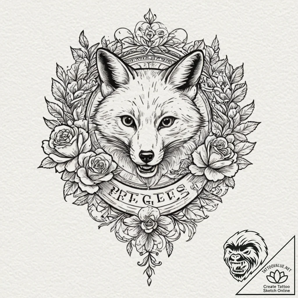 Fox, tattoo line art, fine lines, delicate li... - tattoo sketch (№1751843334_0, 06.07.2025 23:08) — tattoovalue.net