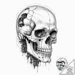 122. a linework tattoo of the t-800 endoskele… – tattoo sketch (№1751843503_0, 06.07.2025 23:11) — tattoovalue.net