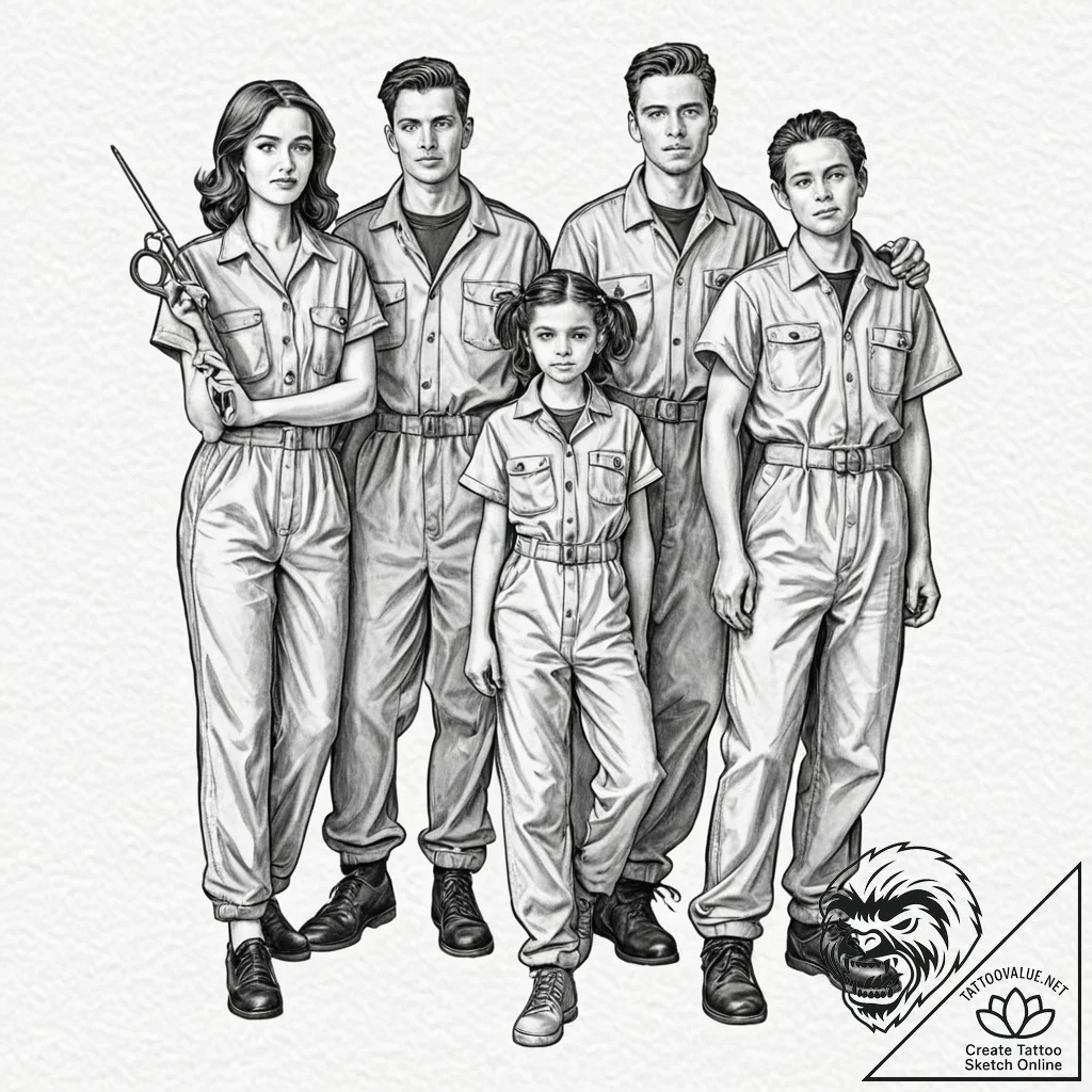 A sketch of the tethered family from us, with... - tattoo sketch (№1751843843_0, 06.07.2025 23:17) — tattoovalue.net