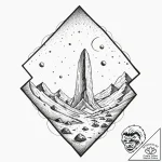 A minimalist linework tattoo of the monolith… – tattoo sketch (№1751844264_0, 06.07.2025 23:24) — tattoovalue.net