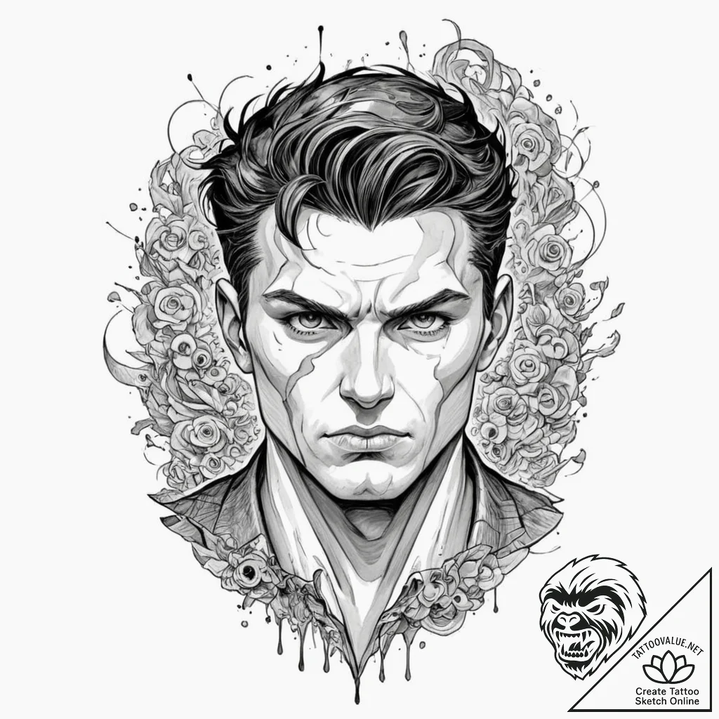 A sketch of omni-man from invincible, powerfu... - tattoo sketch (№1751844348_0, 06.07.2025 23:25) — tattoovalue.net