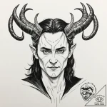 A graphic novel style portrait of loki, the n… – tattoo sketch (№1751844683_0, 06.07.2025 23:31) — tattoovalue.net