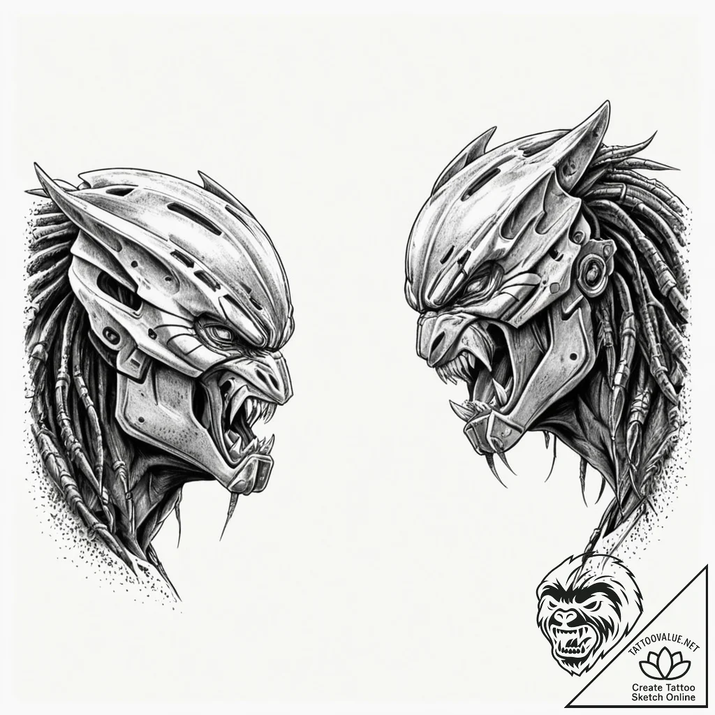 A graphic novel panel of dutch and the predat... - tattoo sketch (№1751844940_0, 06.07.2025 23:35) — tattoovalue.net