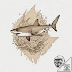 Shark, tattoo drawing outline, sepia tone ske… – tattoo sketch (№1751845028_0, 06.07.2025 23:37) — tattoovalue.net