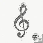 Treble clef, tattoo sketch design, unique des… – tattoo sketch (№1751845196_0, 06.07.2025 23:39) — tattoovalue.net