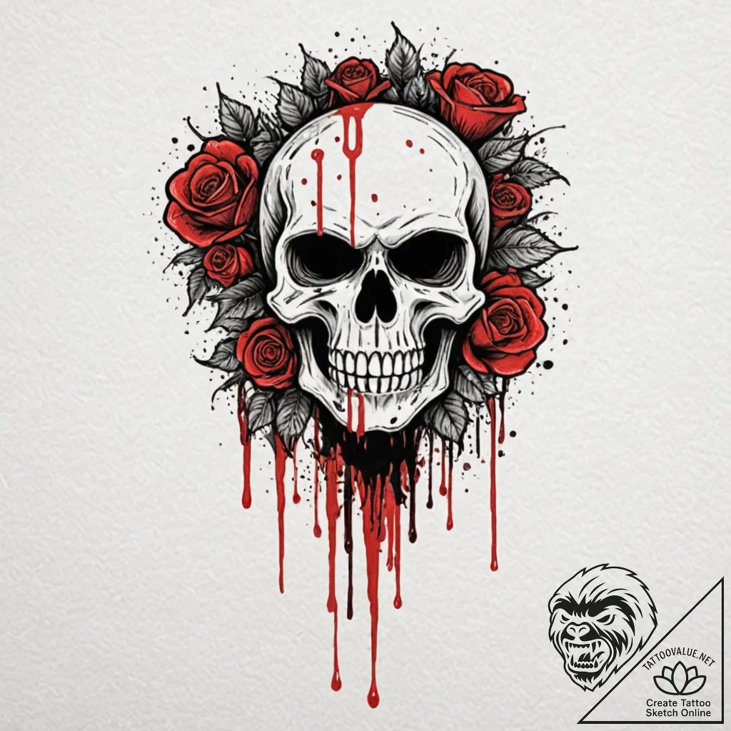 A trash polka composition of the punisher sku... - tattoo sketch (№1751845716_0, 06.07.2025 23:48) — tattoovalue.net