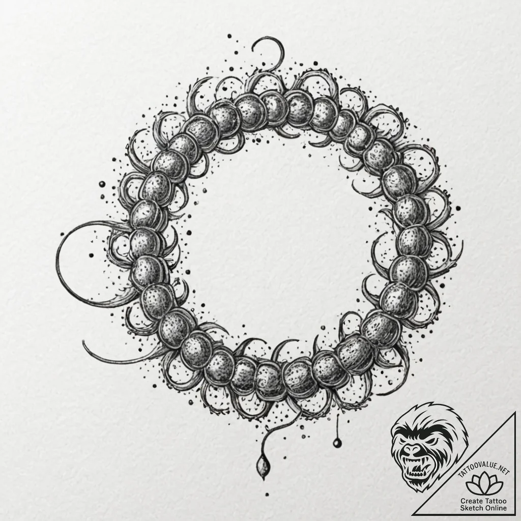 Centipede, concept art for tattoo, aesthetica... - tattoo sketch (№1751845801_0, 06.07.2025 23:50) — tattoovalue.net