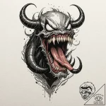 A trash polka portrait of venom, with his lon… – tattoo sketch (№1751845887_0, 06.07.2025 23:51) — tattoovalue.net