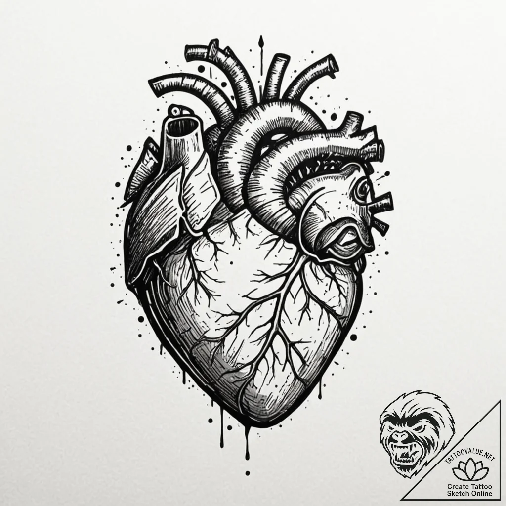 Mechanical heart, tattoo flash sheet design,... - tattoo sketch (№1751846452_0, 07.07.2025 00:00) — tattoovalue.net