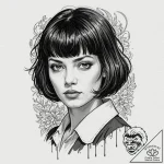 Chicano style tattoo sketch of mia wallace fr… – tattoo sketch (№1751846532_0, 07.07.2025 00:02) — tattoovalue.net