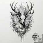 A trash polka composition of a wendigo, a cre… – tattoo sketch (№1751846615_0, 07.07.2025 00:03) — tattoovalue.net