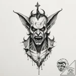 A minimalist tattoo of the pazuzu demon statu… – tattoo sketch (№1751846702_0, 07.07.2025 00:05) — tattoovalue.net
