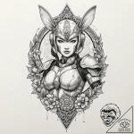 15. chicano style tattoo of a female mandalor… – tattoo sketch (№1751846874_0, 07.07.2025 00:07) — tattoovalue.net