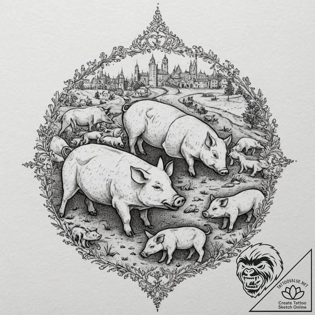 A graphic novel panel of brick top from snatc... - tattoo sketch (№1751847895_0, 07.07.2025 00:24) — tattoovalue.net