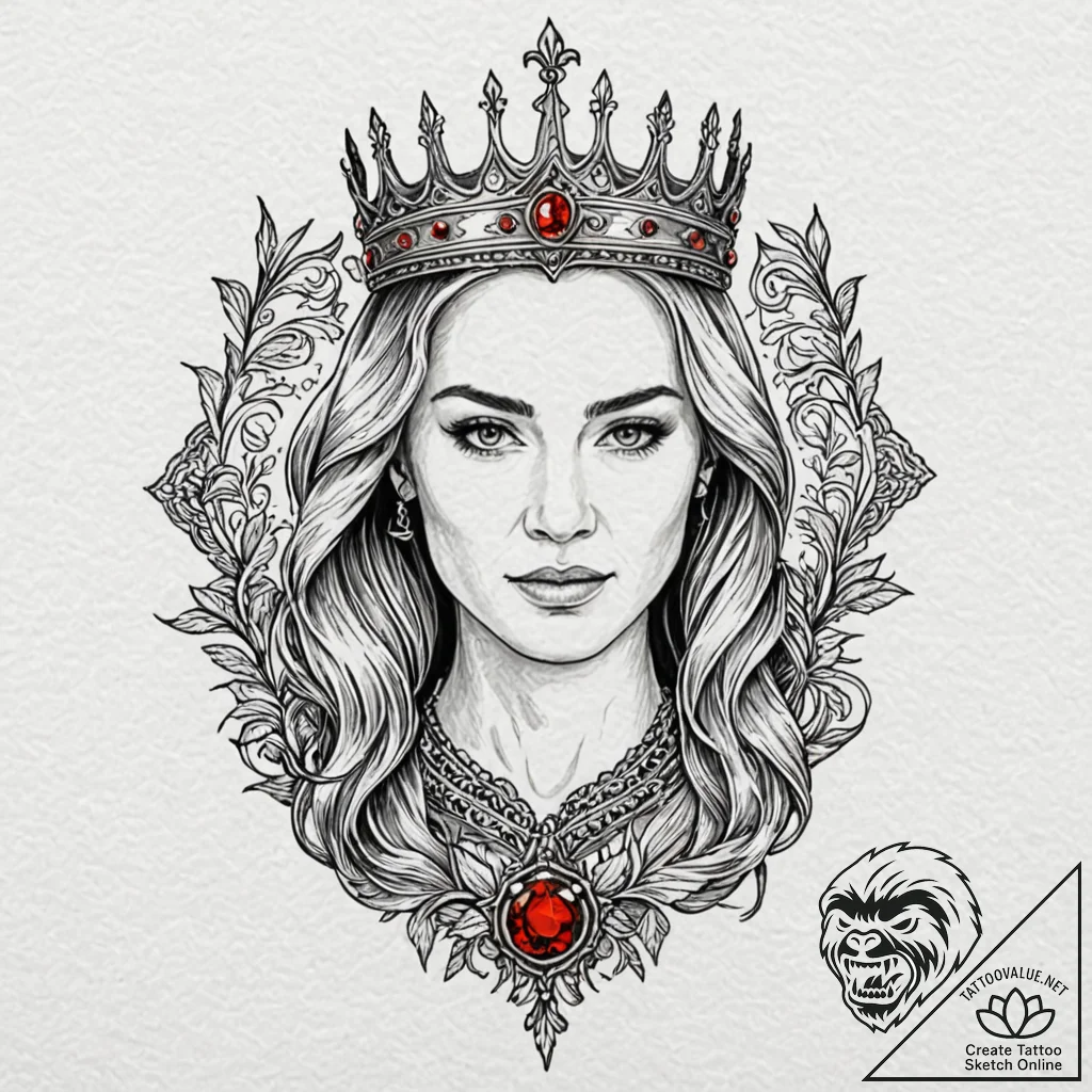 A neo-traditional tattoo of cersei lannister,... - tattoo sketch (№1751848377_0, 07.07.2025 00:32) — tattoovalue.net