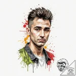 A trash polka portrait of travis bickle from… – tattoo sketch (№1751848456_0, 07.07.2025 00:34) — tattoovalue.net