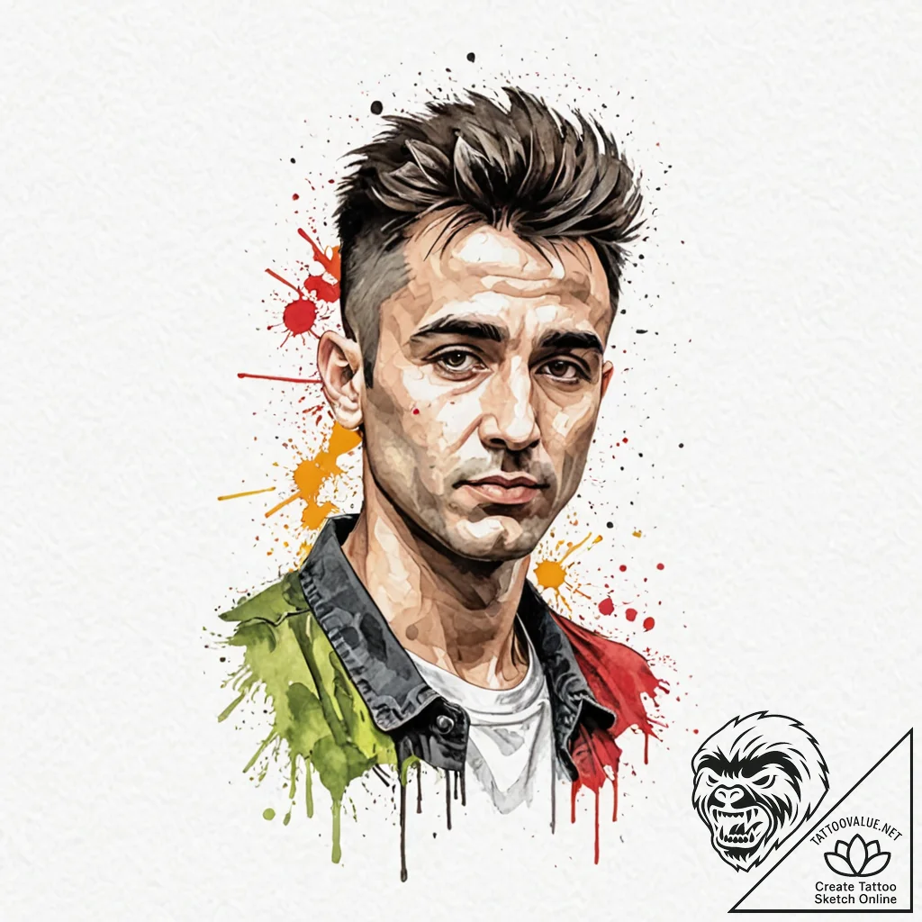 A trash polka portrait of travis bickle from... - tattoo sketch (№1751848456_0, 07.07.2025 00:34) — tattoovalue.net