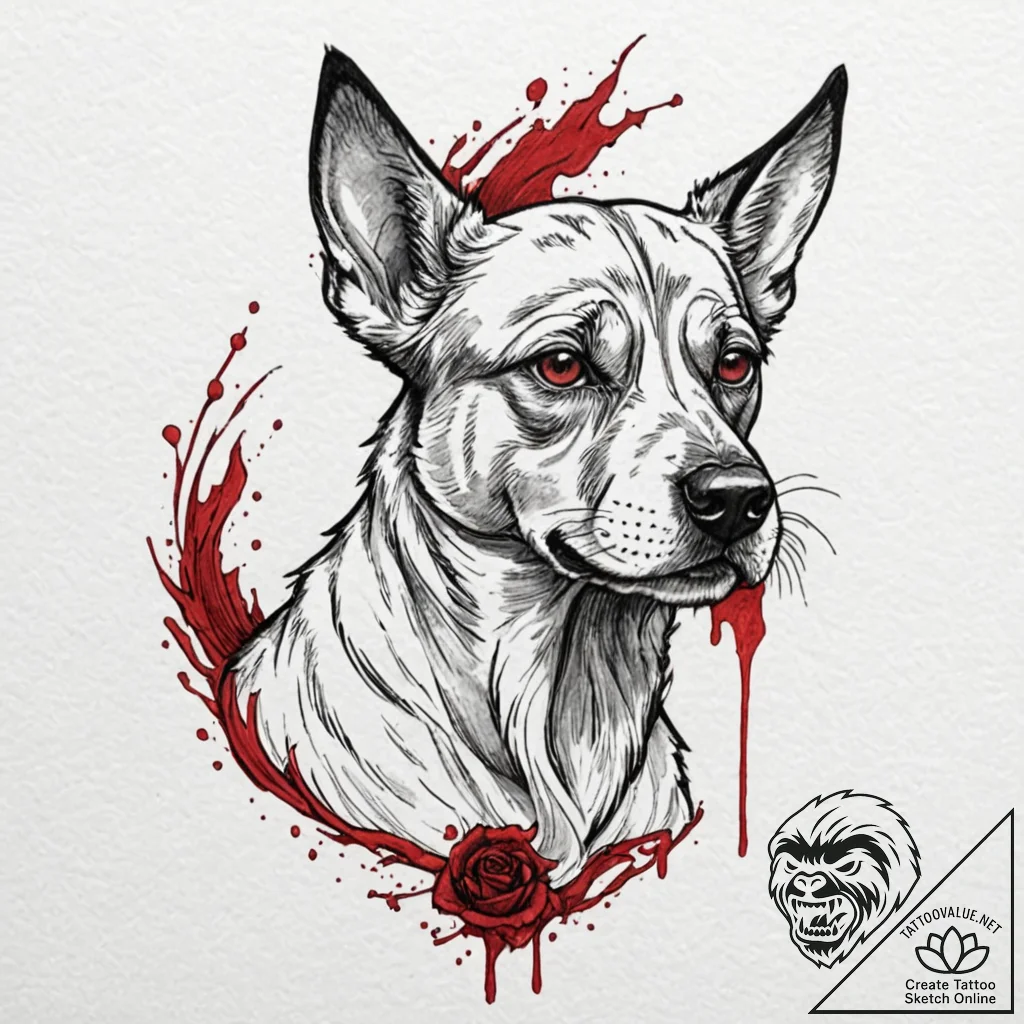 A neo-traditional tattoo of cujo the dog, rab... - tattoo sketch (№1751848614_0, 07.07.2025 00:36) — tattoovalue.net