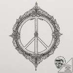 The peace symbol made from broken weapons, ta… – tattoo sketch (№1751849695_0, 07.07.2025 00:54) — tattoovalue.net