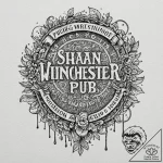 A linework tattoo of the winchester pub sign… – tattoo sketch (№1751850452_0, 07.07.2025 01:07) — tattoovalue.net