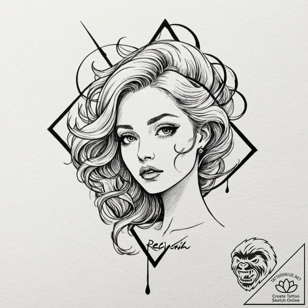 A linework tattoo of the "au revoir, shosanna... - tattoo sketch (№1751850536_0, 07.07.2025 01:08) — tattoovalue.net