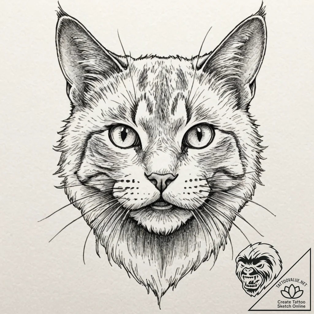 Neo-traditional tattoo of jonesy the cat, loo... - tattoo sketch (№1751850789_0, 07.07.2025 01:13) — tattoovalue.net
