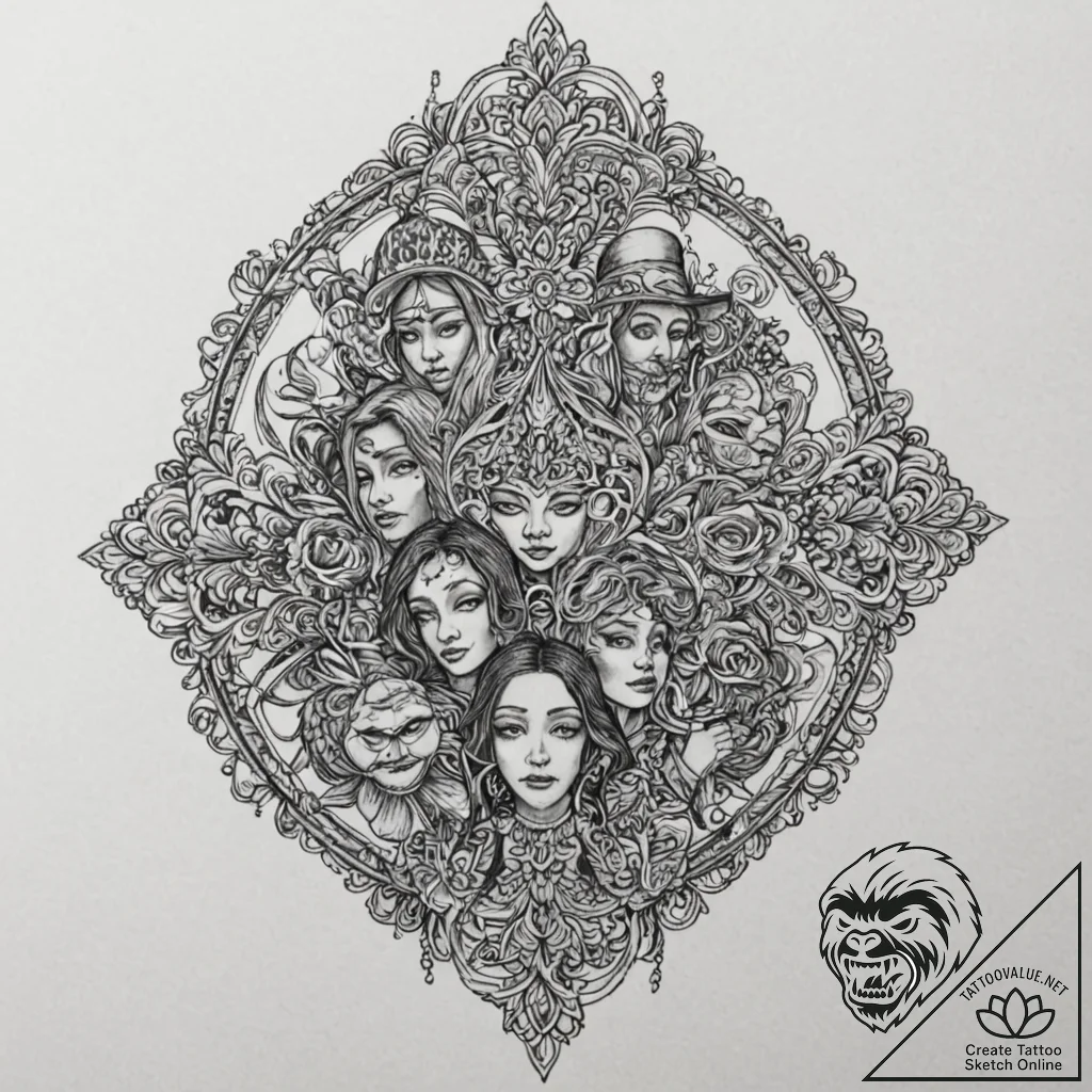 Strings with puppets, artistic tattoo sketch,... - tattoo sketch (№1751851126_0, 07.07.2025 01:18) — tattoovalue.net