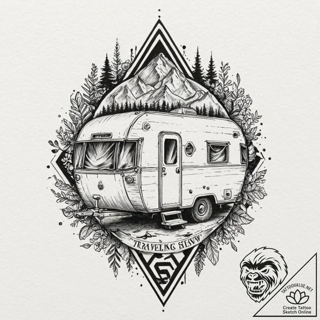 A minimalist tattoo of the "traveling symphon... - tattoo sketch (№1751851462_0, 07.07.2025 01:24) — tattoovalue.net