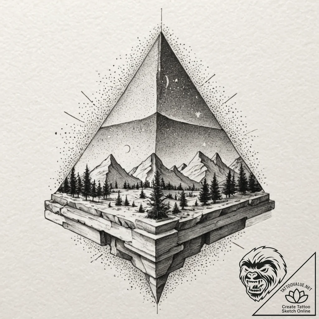 Pyramid, tattoo drawing outline, subtle drop... - tattoo sketch (№1751852217_0, 07.07.2025 01:36) — tattoovalue.net