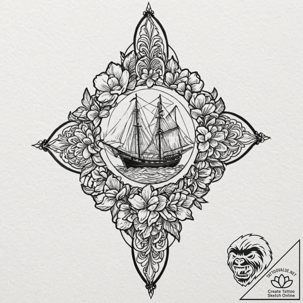 Jasmine, tattoo drawing outline, old school t... - tattoo sketch (№1751852470_0, 07.07.2025 01:41) — tattoovalue.net