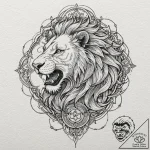 A neo-traditional tattoo of a golden lion, th… – tattoo sketch (№1751852888_0, 07.07.2025 01:48) — tattoovalue.net