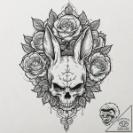 A minimalist tattoo of the rabbit from donnie… – tattoo sketch (№1751853056_0, 07.07.2025 01:50) — tattoovalue.net