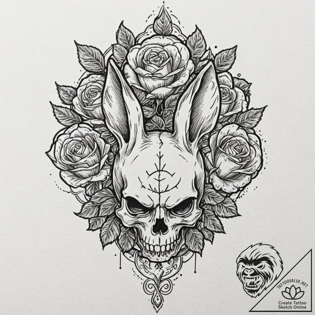 A minimalist tattoo of the rabbit from donnie... - tattoo sketch (№1751853056_0, 07.07.2025 01:50) — tattoovalue.net