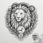 A dotwork design of a chimera, combining a li… – tattoo sketch (№1751853140_0, 07.07.2025 01:52) — tattoovalue.net