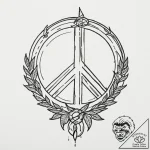 The peace symbol made from broken weapons, co… – tattoo sketch (№1751853485_0, 07.07.2025 01:58) — tattoovalue.net