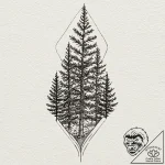Fir trees, tattoo drawing outline, minimalist… – tattoo sketch (№1751853815_0, 07.07.2025 02:03) — tattoovalue.net
