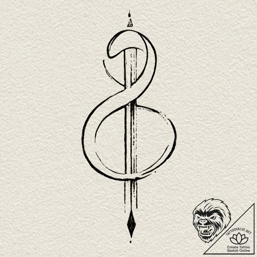 An interrobang symbol, tattoo line art, fine... - tattoo sketch (№1751853984_0, 07.07.2025 02:06) — tattoovalue.net