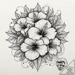 Hibiscus, tattoo line art, on white paper, cl… – tattoo sketch (№1751854154_0, 07.07.2025 02:09) — tattoovalue.net