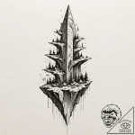 Floating data monolith, artistic tattoo sketc… – tattoo sketch (№1751854408_0, 07.07.2025 02:13) — tattoovalue.net