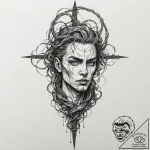 A trash polka portrait of vecna, with his gro… – tattoo sketch (№1751854745_0, 07.07.2025 02:19) — tattoovalue.net