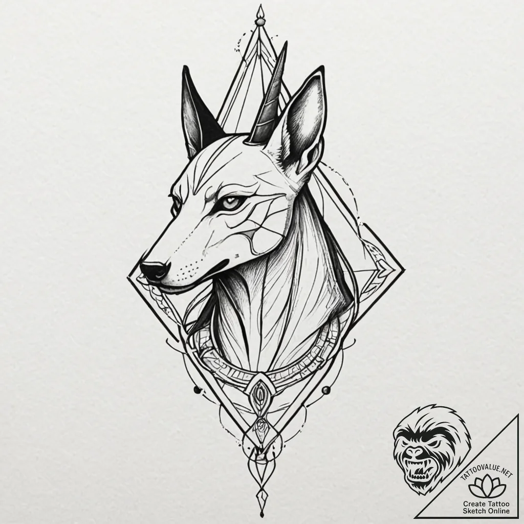 Anubis, tattoo sketch design, minimalist appr... - tattoo sketch (№1751855000_0, 07.07.2025 02:23) — tattoovalue.net