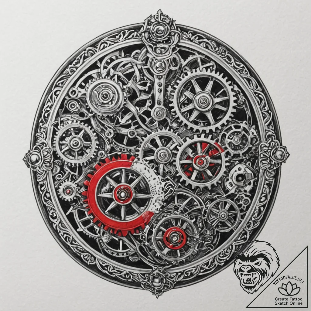 Pocket watch with exposed gears, tattoo drawi... - tattoo sketch (№1751855083_0, 07.07.2025 02:24) — tattoovalue.net