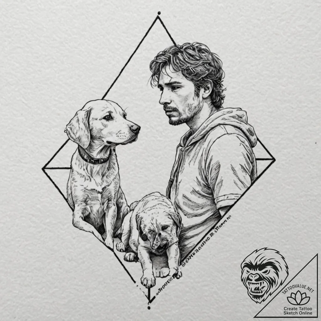 A sketch of the main characters from amores p... - tattoo sketch (№1751855672_0, 07.07.2025 02:34) — tattoovalue.net