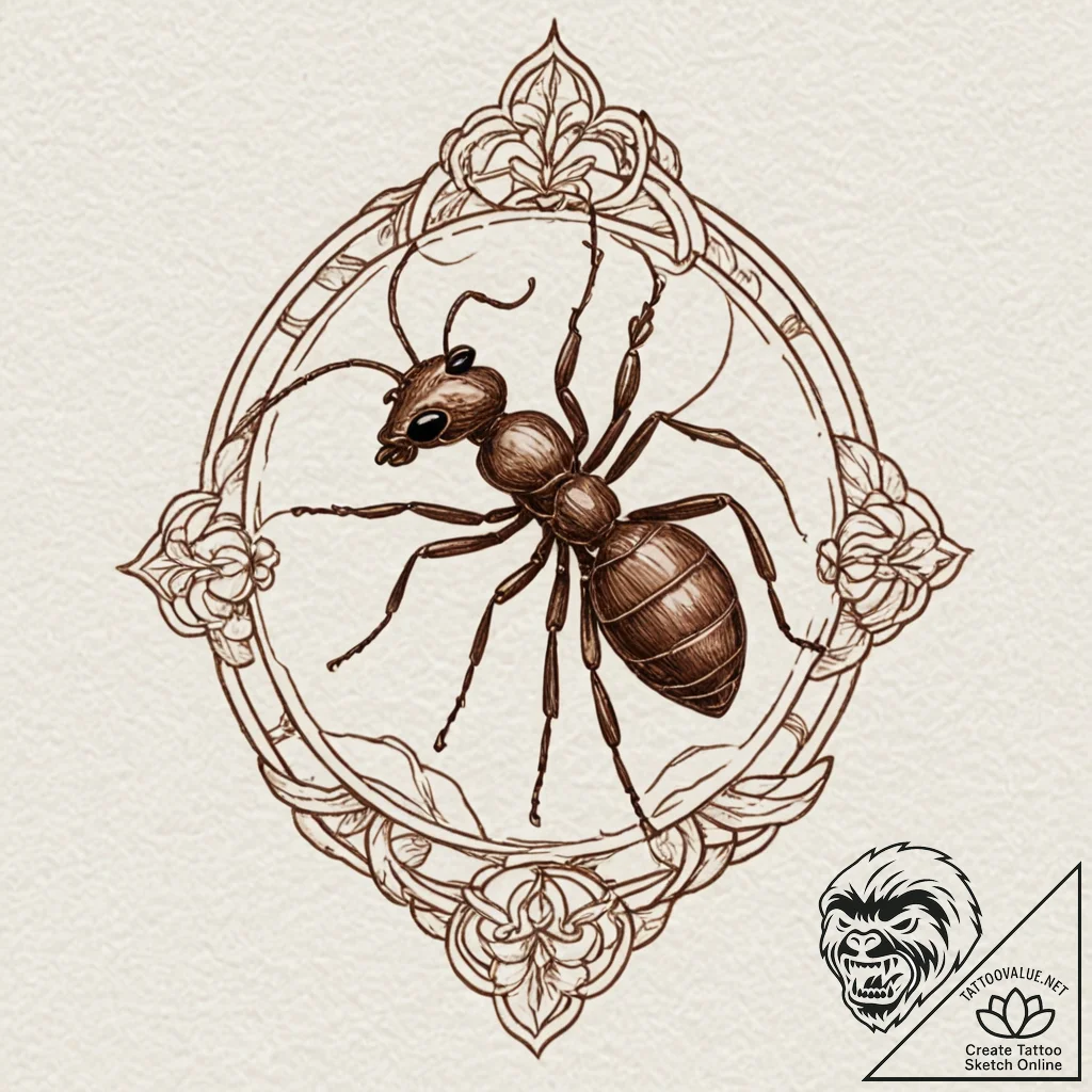 Ant, tattoo drawing outline, subtle drop shad... - tattoo sketch (№1751856521_0, 07.07.2025 02:48) — tattoovalue.net
